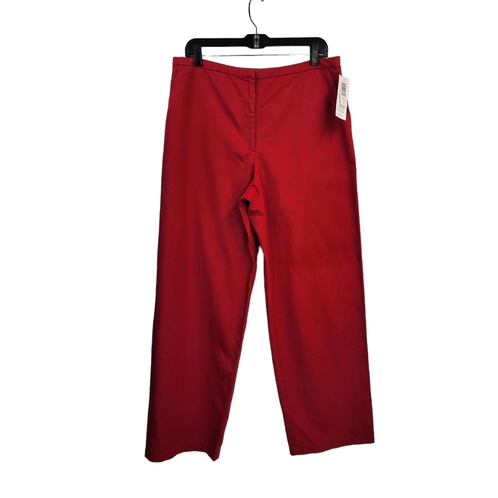 Eileen Fisher Women's 100% Cotton Brick Straight Leg Trouser - L
